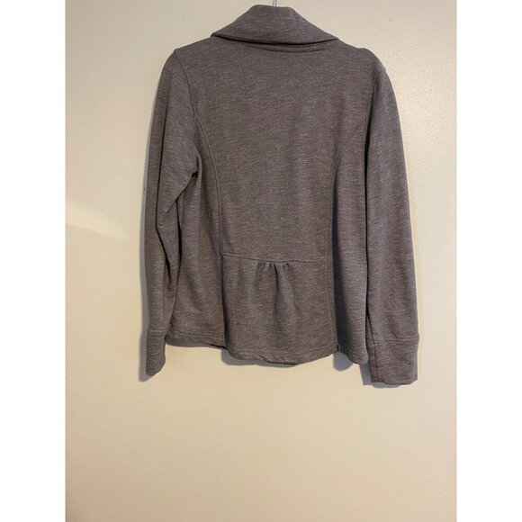 Eddie Bauer Womens Cardigan Gray Cowl Neck Jacket Large Cotton Blend Casual - Picture 2 of 11